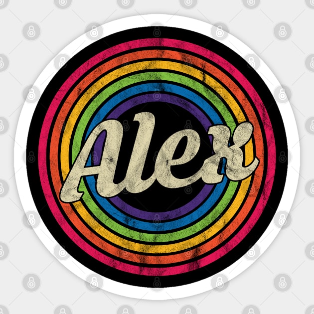 Alex- Retro Rainbow Faded-Style Sticker by MaydenArt